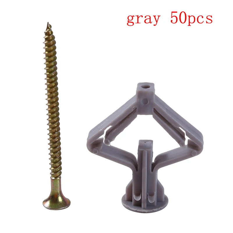 

50/100Pcs Expansion Drywall Anchor Kit With Screws Self Drilling Wall Home Pierced Special For Nylon Plastic Gypsum Board