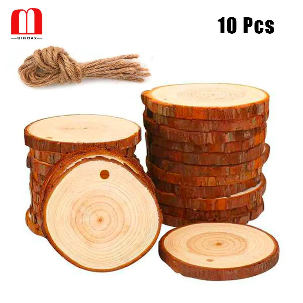 

2.4inch Natural Wood Slices With Hole For Christmas Round Circles Unfinished Tree Bark