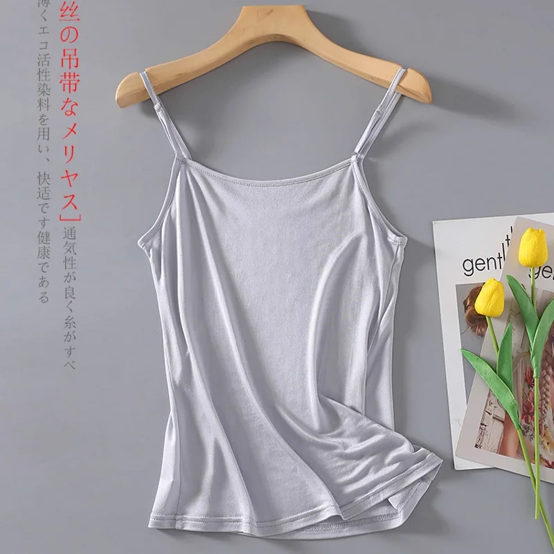 Женский топ из 30% натурального шелка 70% вискоза Тонкий Топ жилет одежда для сна с