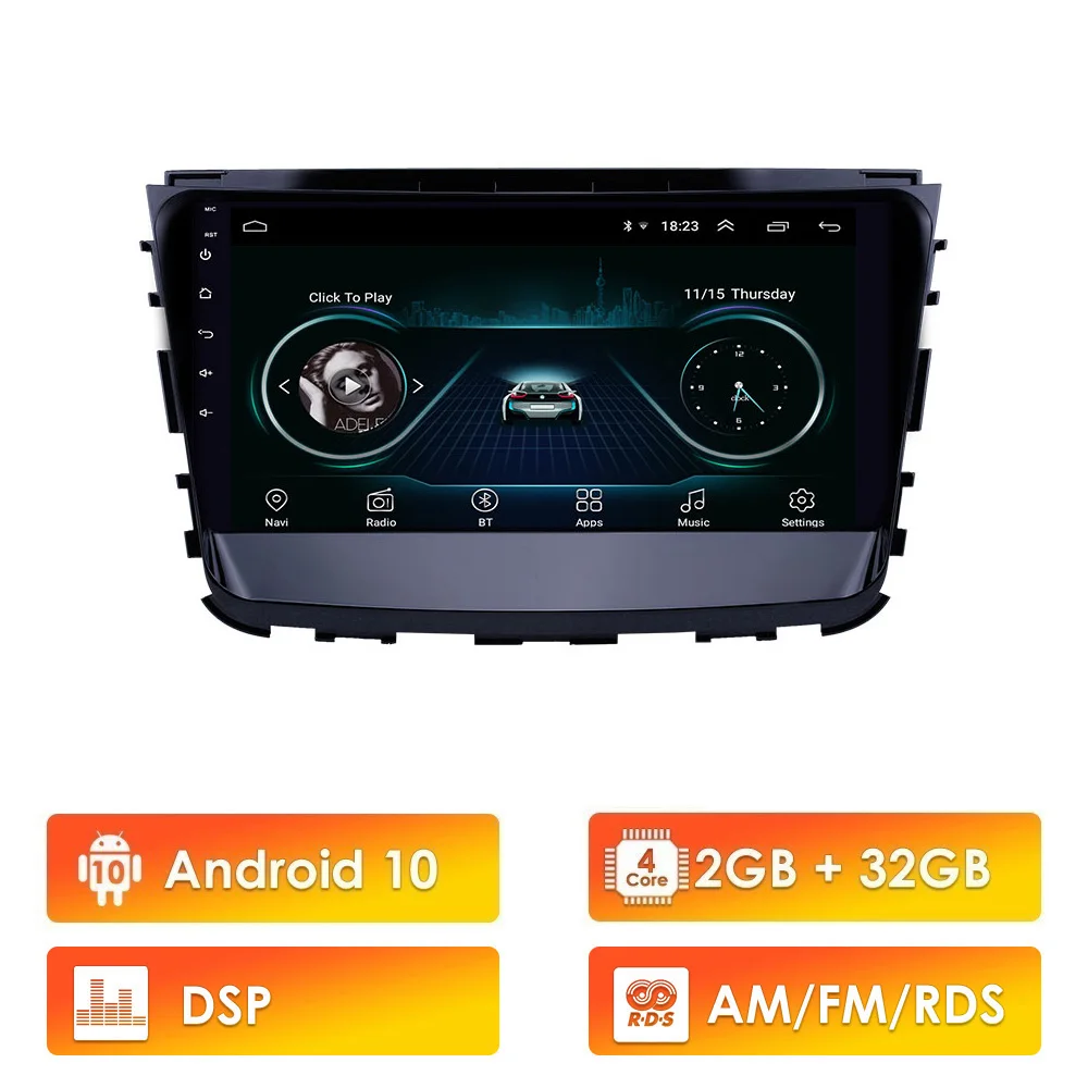 

10.1 inch 2 din Car Multimedia Player Android 10 RDS DSP Wifi GPS Navigation For Ssang Yong Rexton 2019