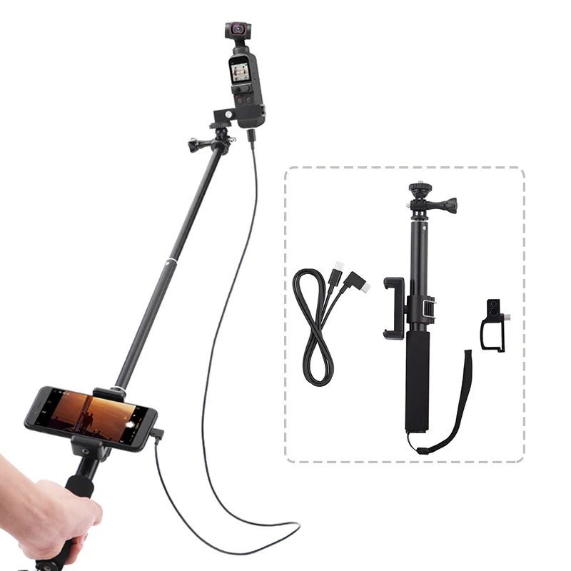 Удлинитель для телефона DJI Pocket 2 с креплением на зажиме шест палка селфи карданный
