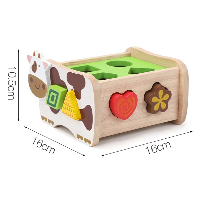 

Wooden 12 Geometric Animal Blocks Matching Sorting Puzzle Game Color Shape Recognition Educational Toys for Kids