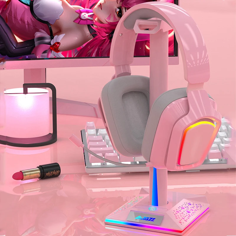 

Игровая Подставка для наушников RGB Универсальная гарнитура держатель кронштейн настольная полка с сенсорным переключателем двойной USB 3,5 м...