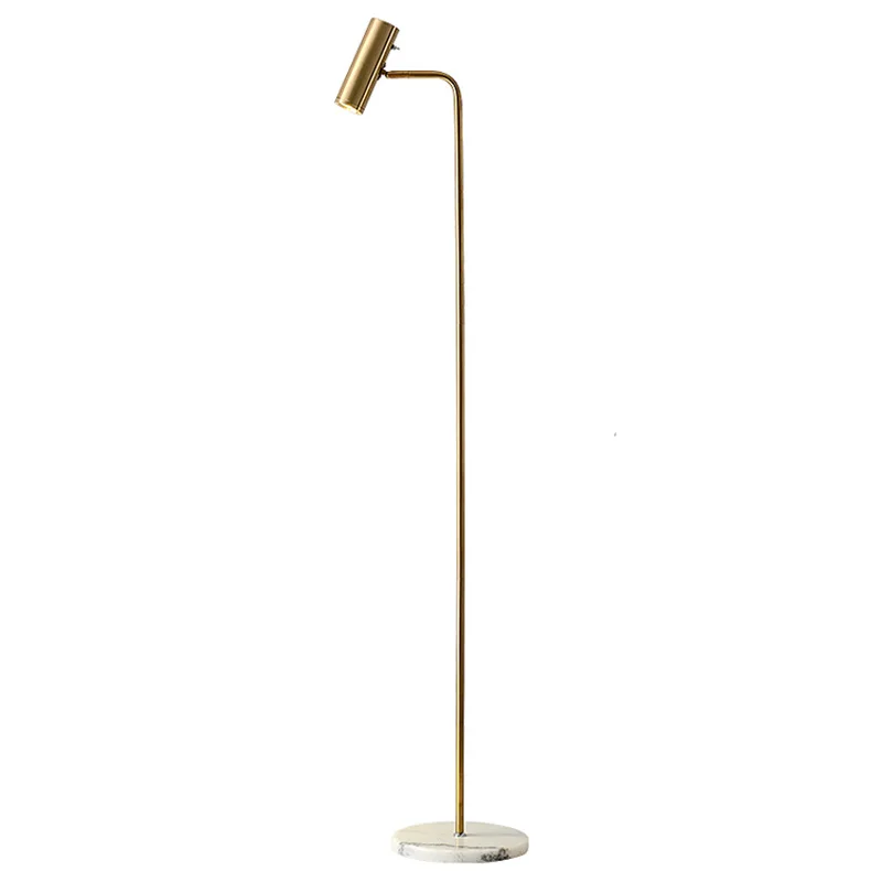 

Modern Simple Standing Lamp Dimmable Foyer Livingroom Bedroom Office Gold color Metal Plated Lighting Fixture White Marble Base
