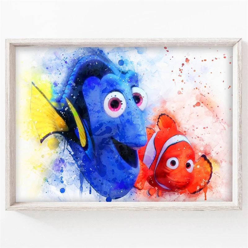Картина на холсте Disney в поисках Nemo плакат и печать Куадрос Акварельная Настенная