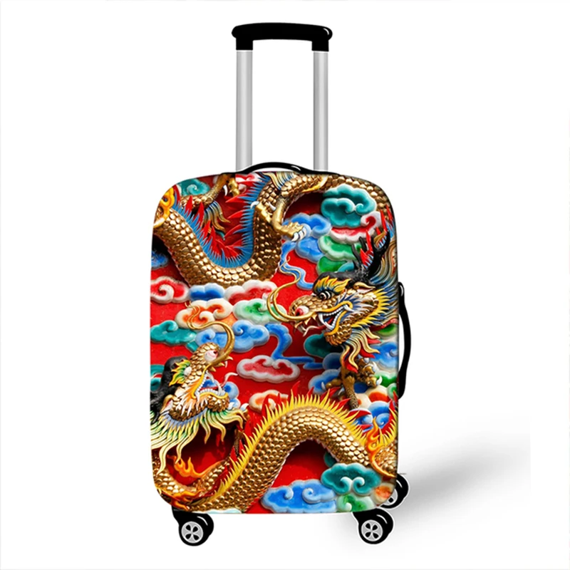 Chinese Dragon Printed Suitcase Cover Protective Cover Elastic Dustproof Suitcase Cover 3D Printing High Quality Suitcase Cover