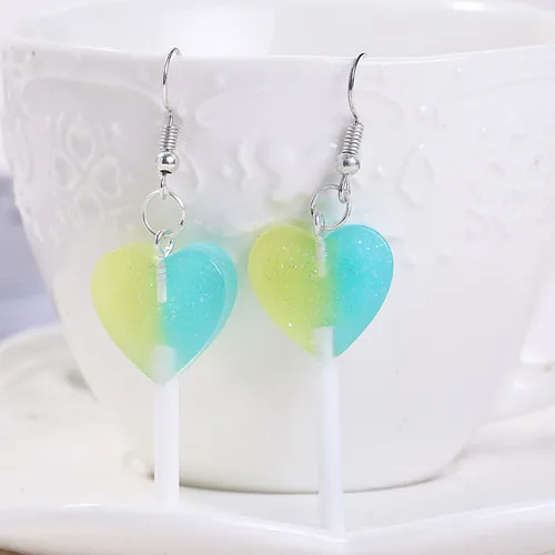 yellow blue 1 пара, женские серьги, полимерные, ремесло, конфеты, леденец, bff, дружба, Висячие серьги для женщин, детей, ювелирные изделия - Окраска металла: yellow blue