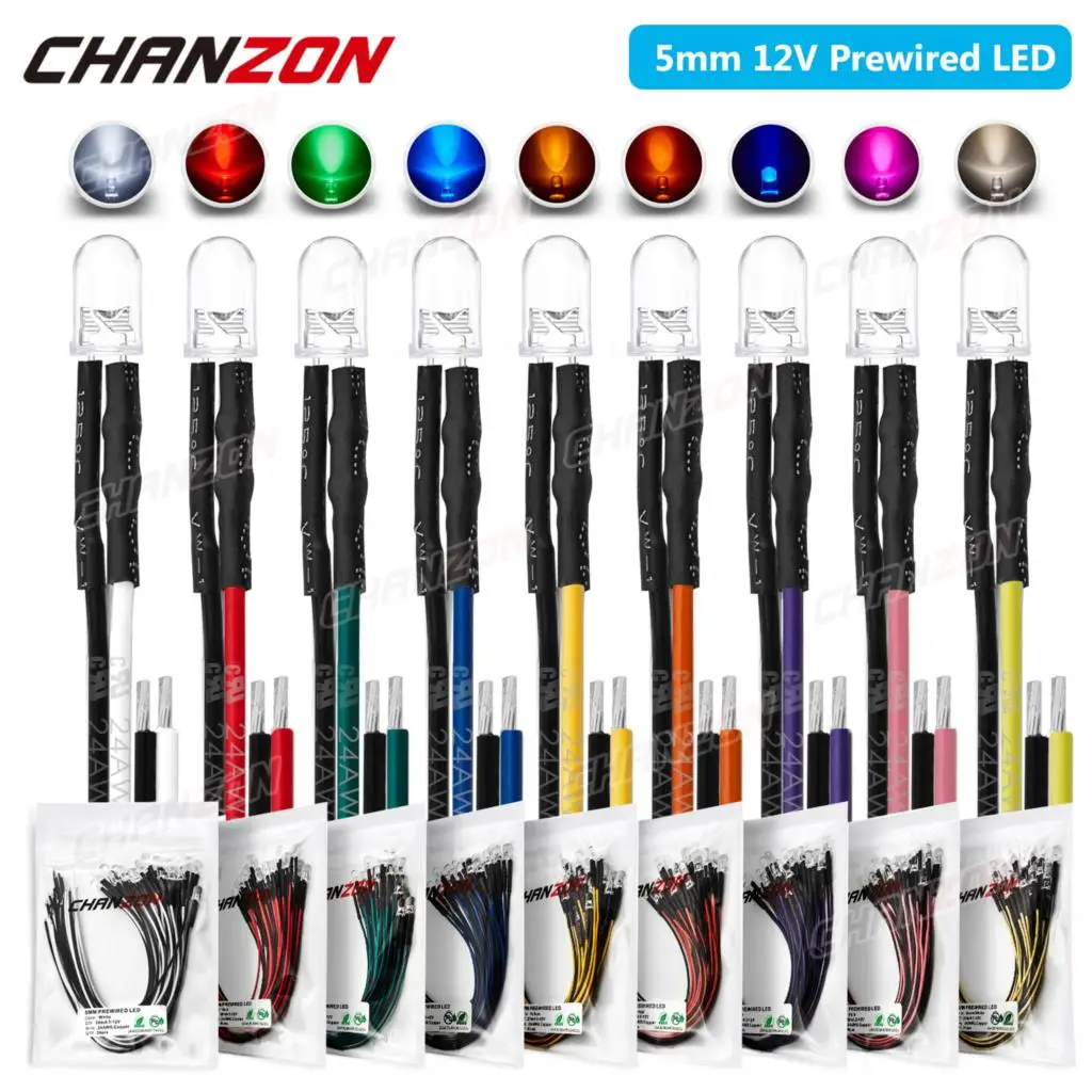 20 шт. 5 мм Предварительно смонтированные светодиоды светильник излучающий диод DC