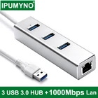 Концентратор USB C 3,0, RJ45, сетевой адаптер 1000 Мбитс для Lenovo Macbook Pro Air, компьютера, ПК, ТВ-приставки, разветвитель