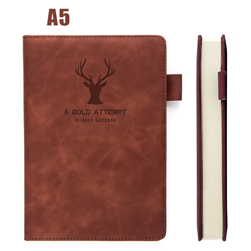 Dark brown(With deer head) 360 страниц, супер толстый воск, кожа, А5, блокнот, бизнес, офис, повседневная работа, блокнот, S, бесплатное изображение, логотип компании - Цвет: Dark brown(With deer head)