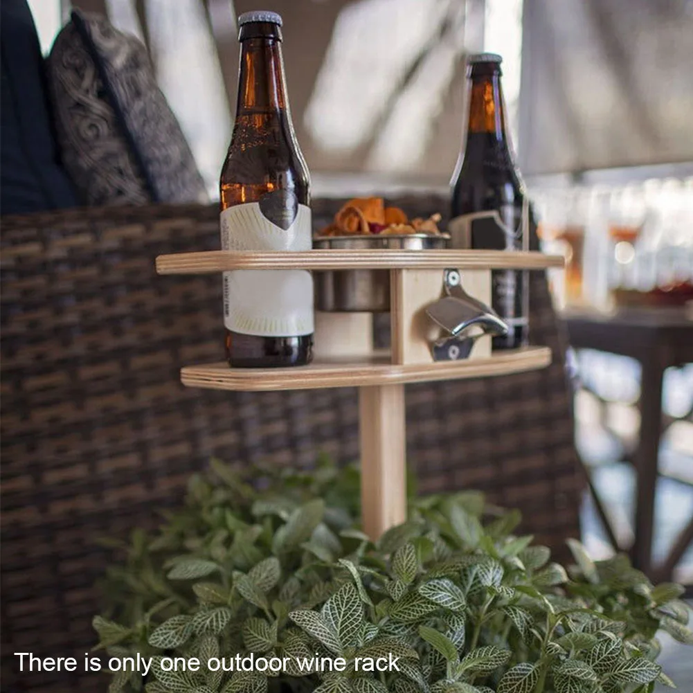 

Outdoor Picnic Party Gift Patio Snack Backyard Beer Durable Bottle Rack Wine Table Foldable Portable Wooden Holder Furniture