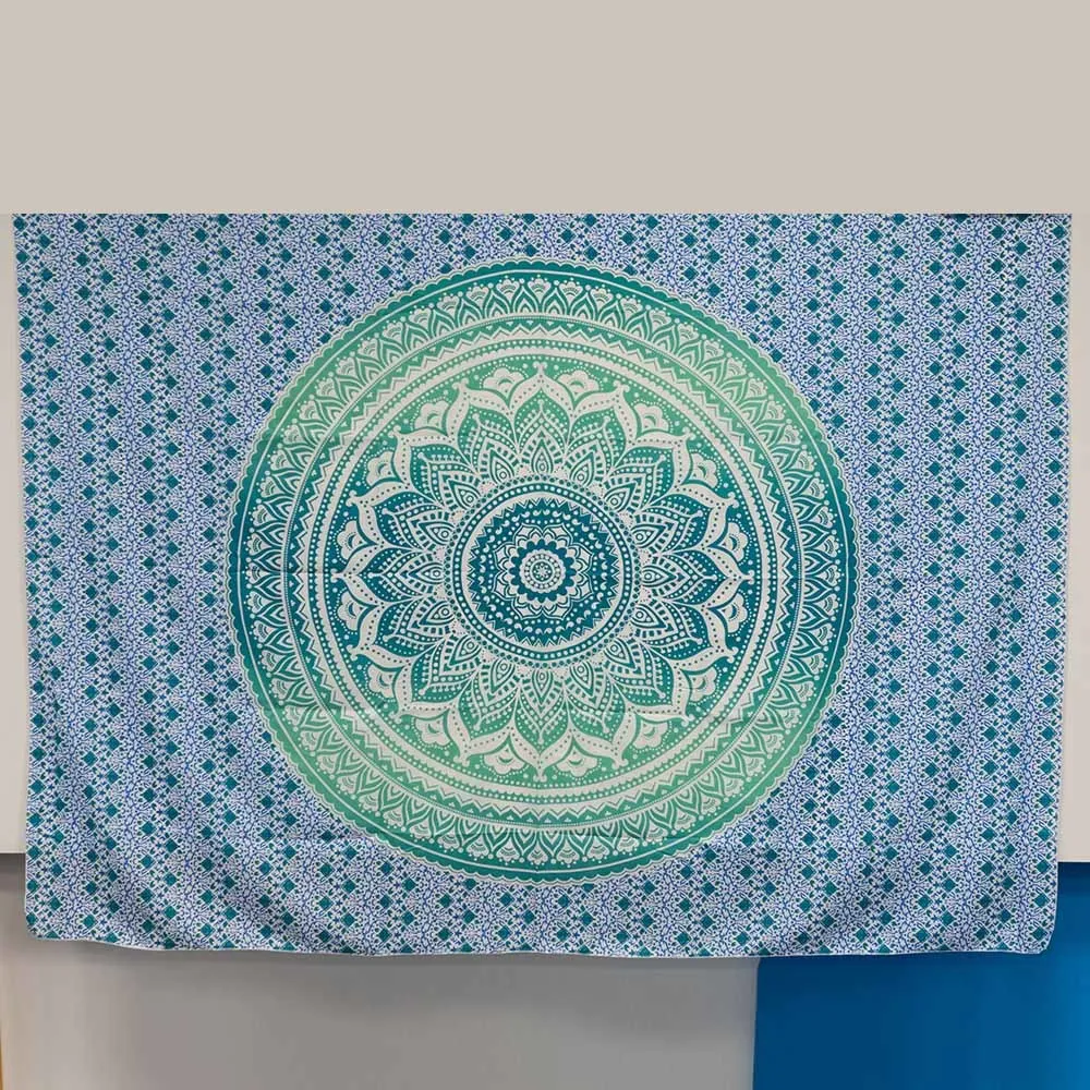 Индийский гобелен с мандалой настенный коврик в стиле бохо индийская шаль