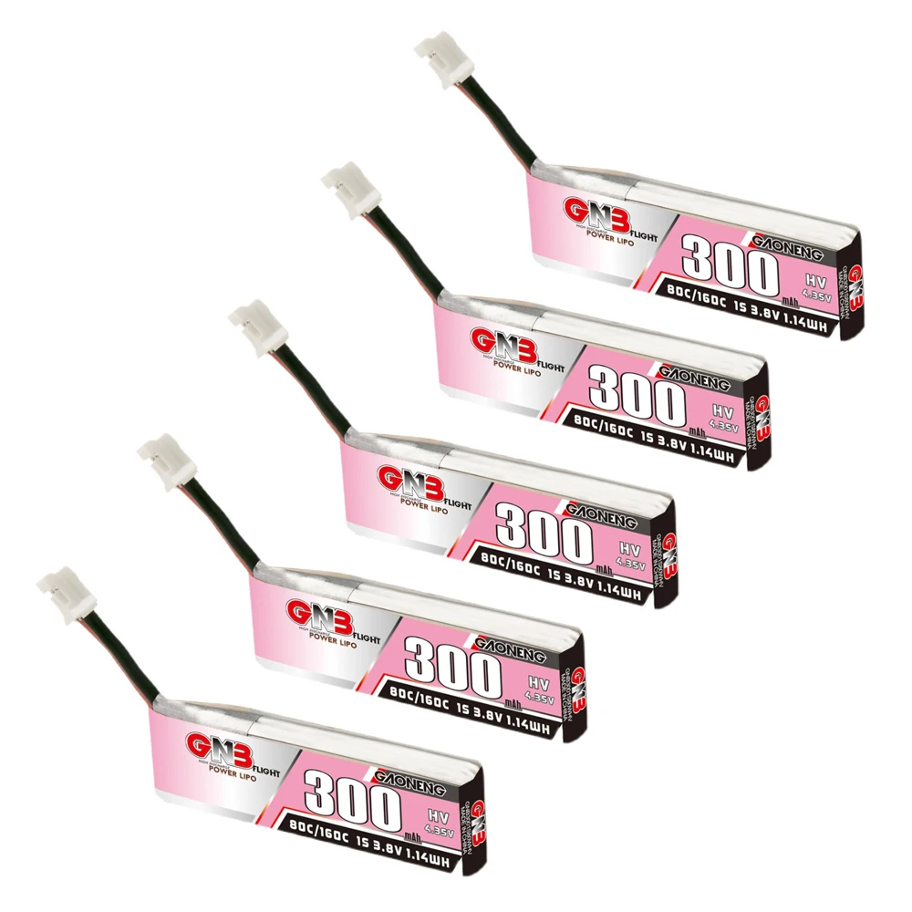 5PCS GAONENG 1S 300mAh 3.8V 80C HV Lipo Battery For EFLITE Blade mCPX FBL100, Nano QX 3D Helicopter Drone Quadcopter parts