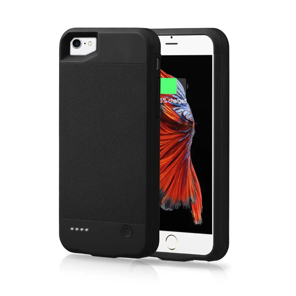 Black Чехол для зарядного устройства для iPhone 7 8, чехол для аккумулятора, внешний аккумулятор, чехол для зарядки s, ультра тонкий внешний чехол - Цвет: Black