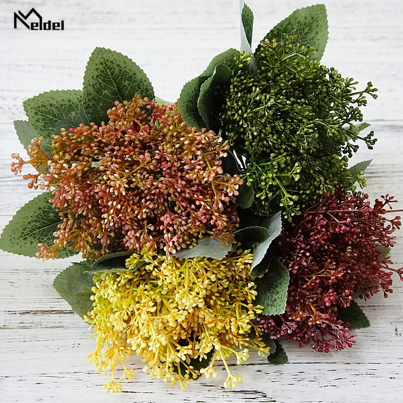 Meldel Wedding Bouquet Artificial Baby's Breath Bridal Flower Green Rice Spike Grass Supply | Свадьбы и торжества