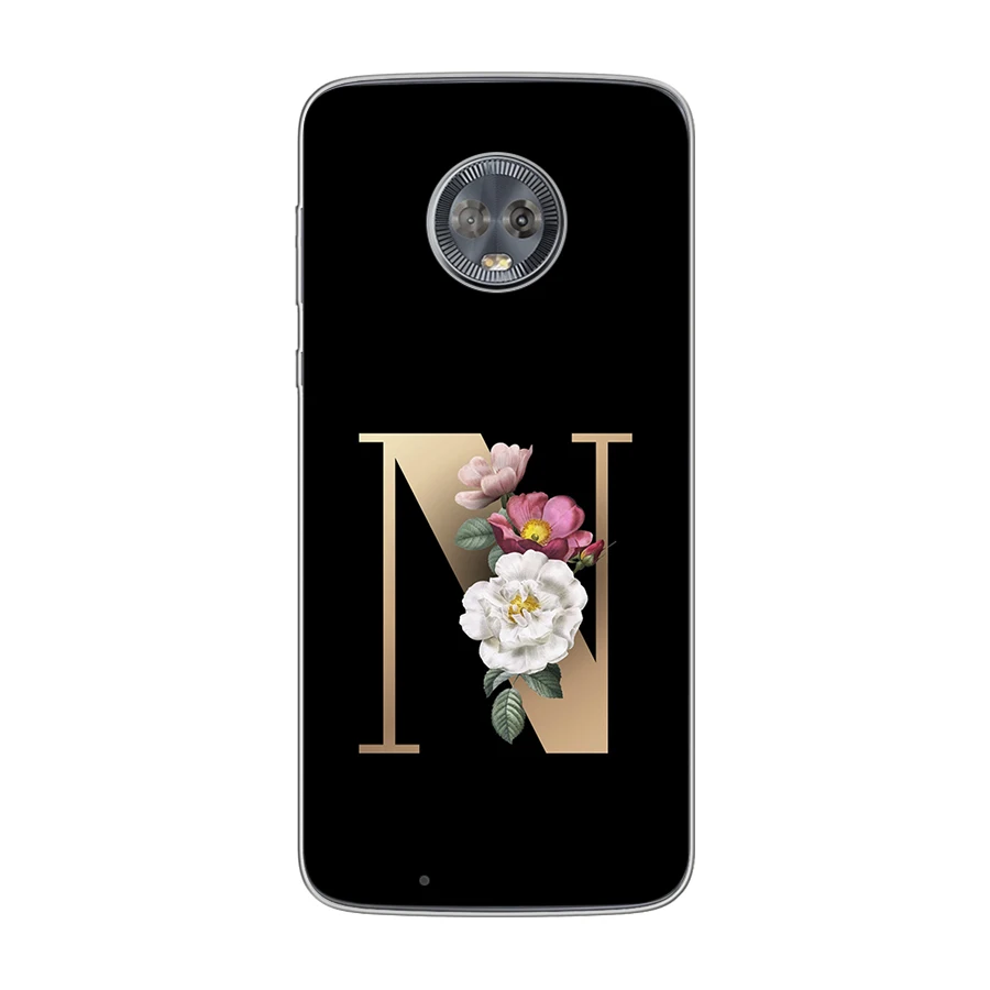 

Initial Letter Flower Case for Motorola Moto G9 Play G8 G10 G7 G6 E7 E6 E6s E5 E4 Plus Play Power Lite Soft TPU Phone Case Cover