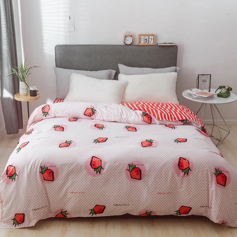 

Lovely Fruit Lemon Watermelon Printed Bed Duvet Cover Pink Comforter Quilt Cover with Zipper Bed Linen Bedclothes for Kids Adult