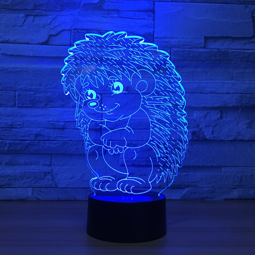 USB LED пользовательский Ежик акриловый 3D ночник цветной пульт дистанционного