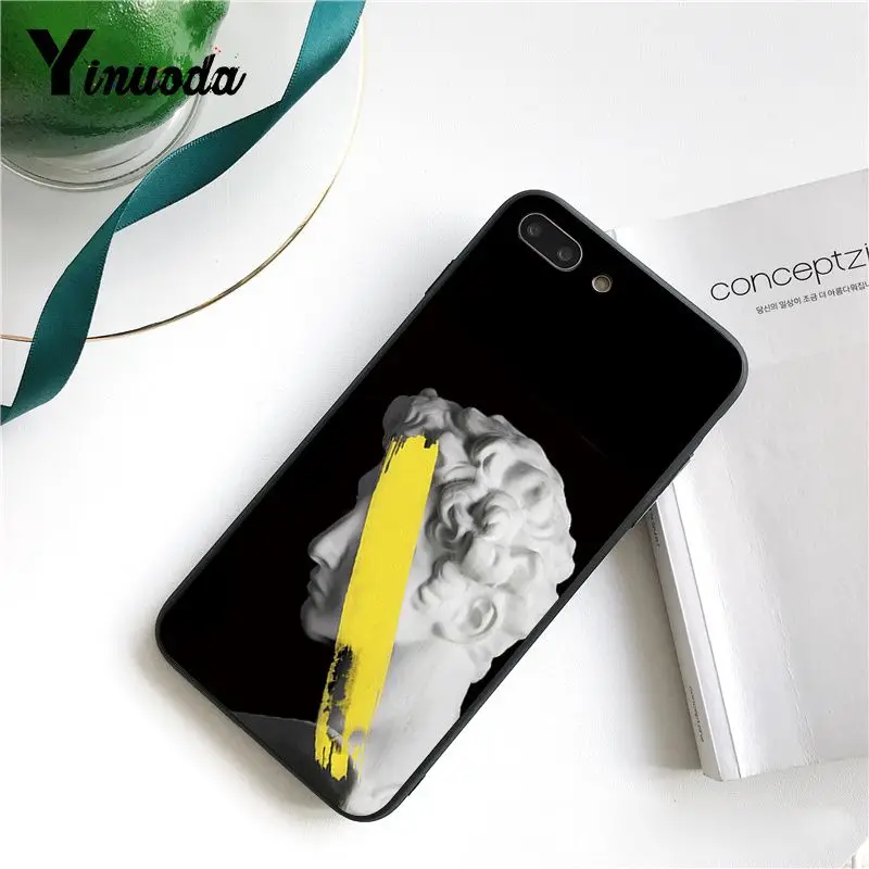 Yinuoda Art Statue Vintage Painted David Watercolor Black Phone Case Cover for iPhone 8 7 6 6S X XS MAX 5 5S SE XR 10 11 Pro Max | Мобильные