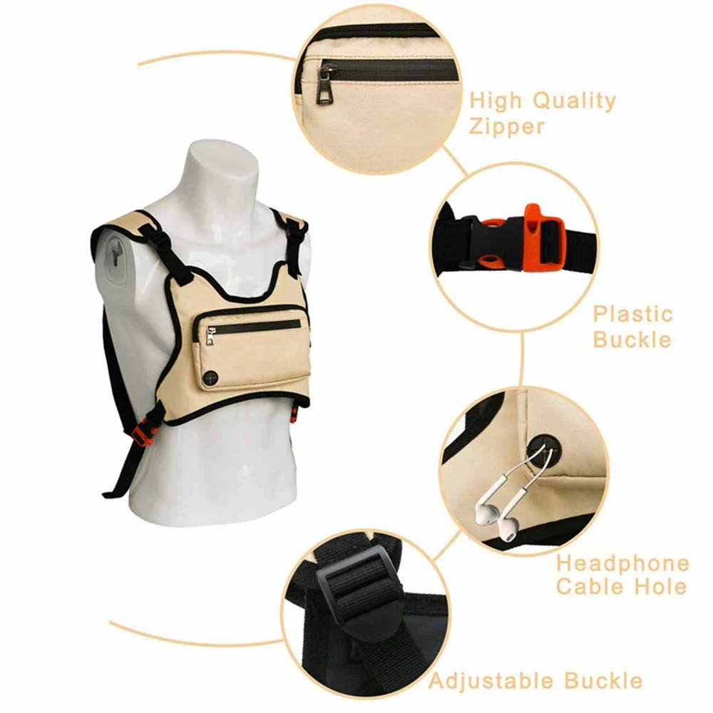 

Multifunctional Outdoor Sports Leisure Running Tactical Chest Backpack Fitness Jogging Zippered Vest Bag