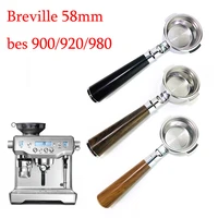 58mm bottomless portafilter for breville bes900920980 filter coffee stainless steel replacement filter basket cafe coffee tool