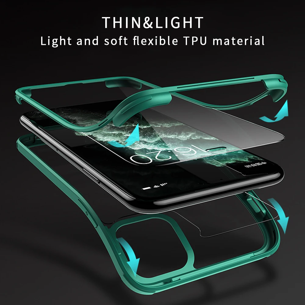 

360 Full Protection Shockproof Case for Apple iPhone XR X XS 11 Pro Max 11 Case Soft Acrylic Glass Case for iPhone XS Max Case