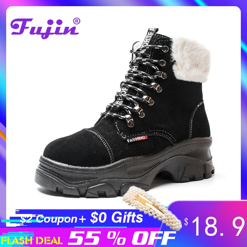 Fujin/обувь на толстой подошве Обувь платформе с Плюшевым Мехом Женская обувь