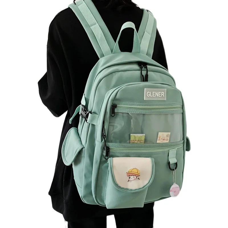 

Large Capacity Women Backpack Bag For School Girls 2021 Waterproof Nylon Transparent Shoulder School Bag For Teens Kawaii Ladies