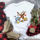 Женская футболка с оленем, модная футболка Harajuku с рождеством, топы, одежда, хипстер, подходит для всех сезонов, Женская белая футболка