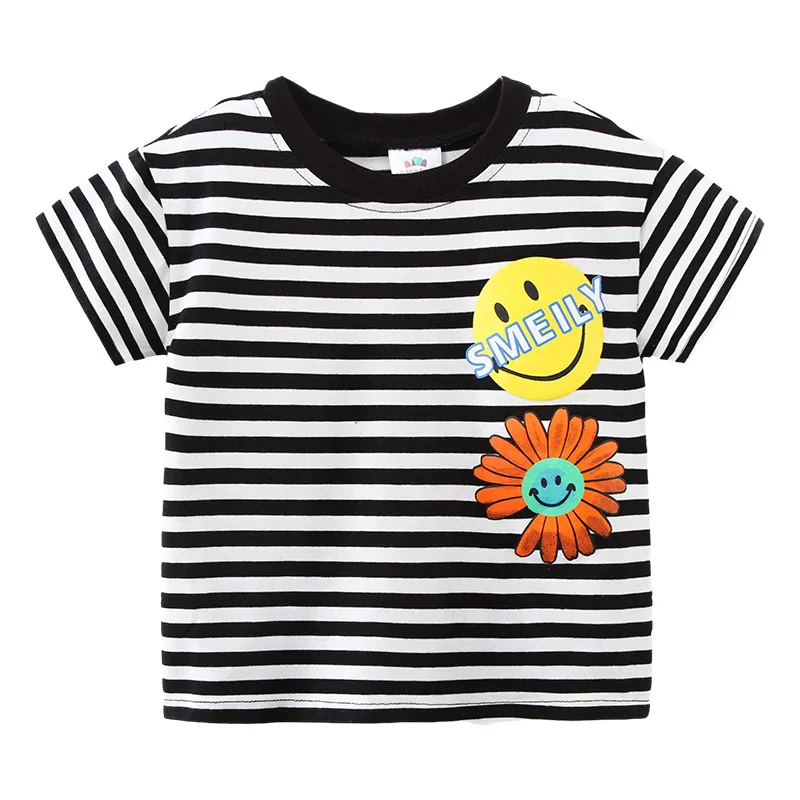

Baby Striped Short-sleeved T-shirt 2021 Summer New Boy Children's Children's Round Neck Bottoming Shirt
