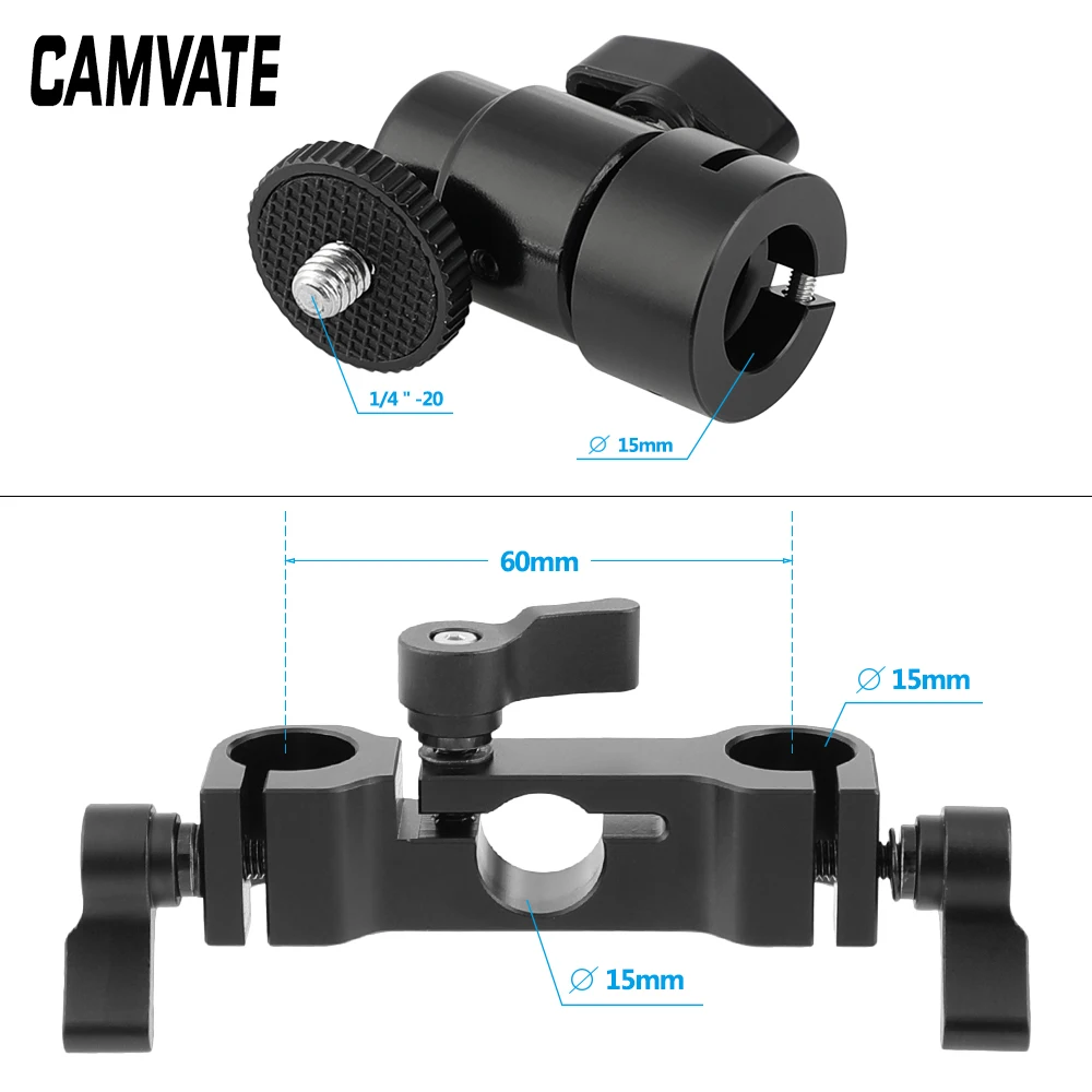 CAMVATE регулируемый держатель с шаровой головкой наружной резьбой 1/4 дюйма + 15 мм