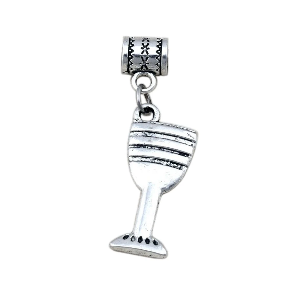 

50Pcs Tibetan Silver Alloy Goblet Wine Glass Cup Charm Pendant For Jewelry Making Findings 12x40mm A-112a