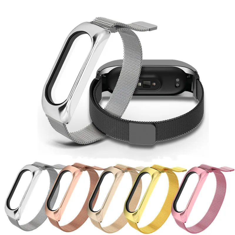 

Ремешок для Xiaomi Mi Band 5, 4, 3, металлический Миланский Браслет из нержавеющей стали для MiBand 4, универсальный ремешок для часов miband 3
