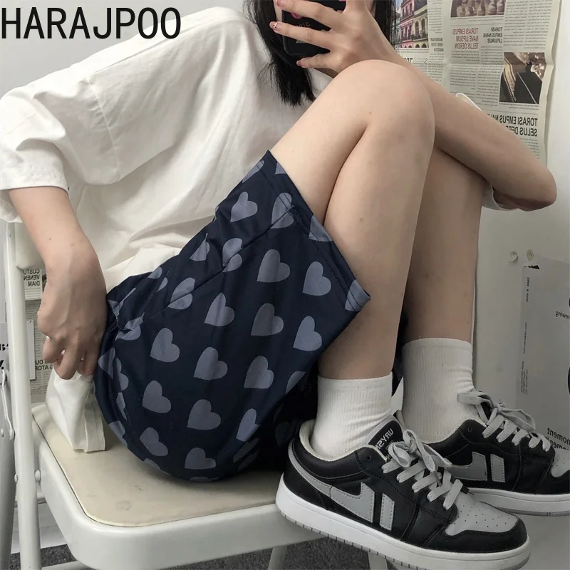 

Шорты Harajpoo Женские Повседневные в Корейском стиле, тонкие спортивные штаны с эластичным поясом, в стиле ретро, с принтом Love, для студентов и ...