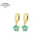 Женские серьги-подвески Huggie из серебра 925 пробы с бирюзовым кулоном