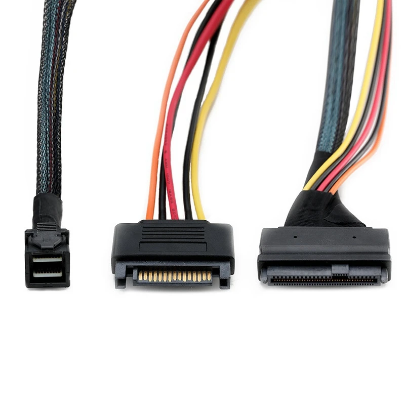 

Data Cable Mini SAS SFF-8643 to SFF8639 Nylon Braided Belt SATA 15P Power Supply Cable for Switch Large Server
