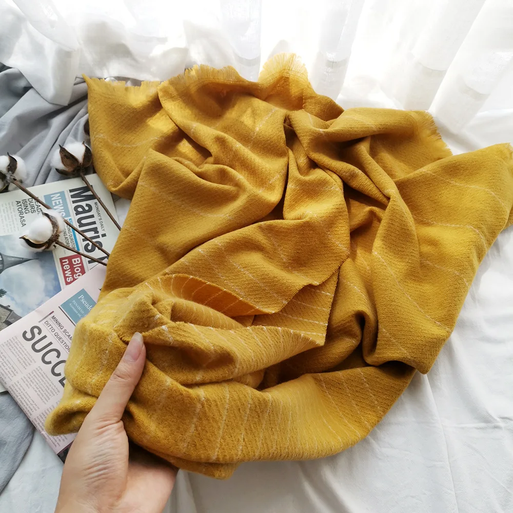 Брендовые шарфы, женский шерстяной и кашемировый шарф, Пашмина, полосатый Женский шарф, теплый, сохраняющий тепло, зимний тонкий шарф