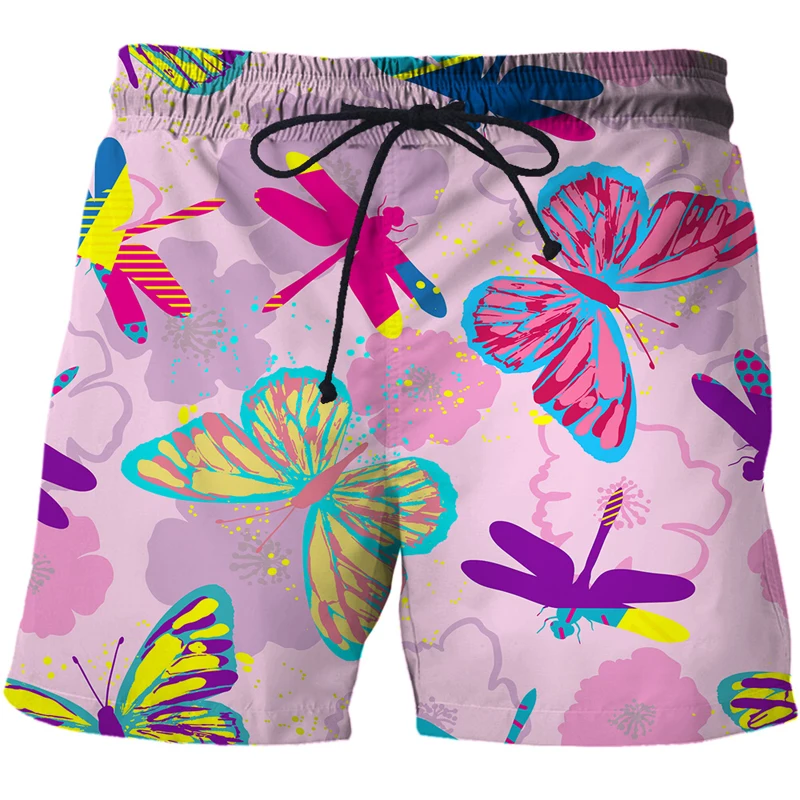 2021 New Fashion butterfly 3D printe beach shorts Male men board shorts Anime short pants quick dry streetwear short homme