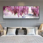 Алмазная вышивка сделай сам 5D с фиолетовым лебедем и цветком, алмазная вышивка крестиком