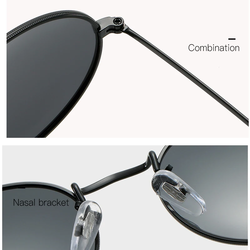 

Classic Vintage Round Polarized Sunglasses Men Brand Designer Polaroid Sun Glasses Women Metal Frame Black Lens Eyewear Driving
