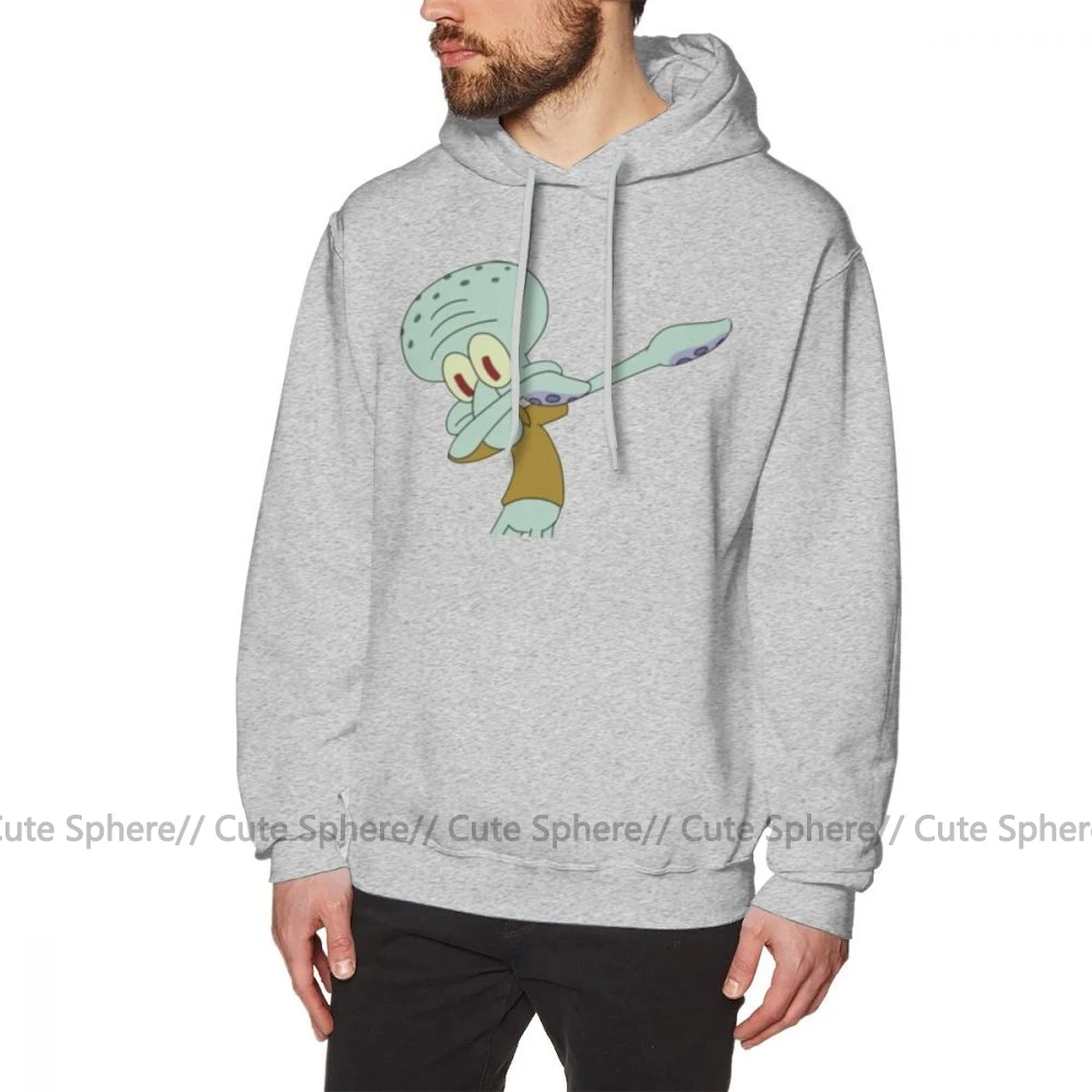 Толстовка с капюшоном Squidward Dab, мужские толстовки, хлопковый пуловер с капюшоном, свободные, большие, белые, Осенние, длинные, модные толстовки с капюшоном - Цвет: Gray