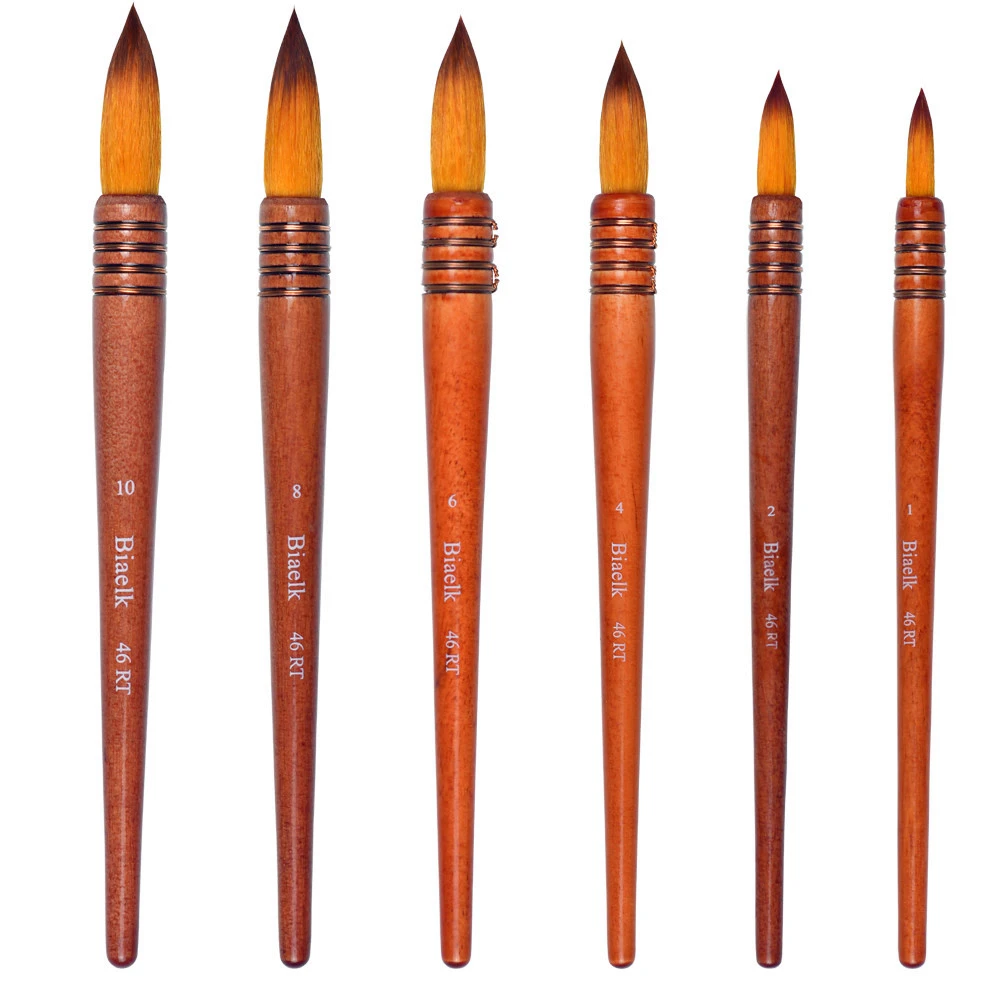 

1PC High Quality Taklon Hair Wooden Handle 46RT Watercolor Acrylic Artist Art Paint Supplies Mop Brush