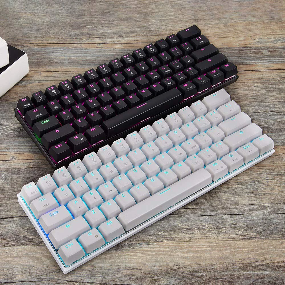 

MOTOSPEED CK62 USB Wired Bluetooth Wireless Dual Mode Mechanical RGB Backlit Gaming Keyboard , 61 Keys Portable Mini Keyboard