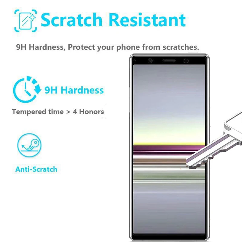 Полноэкранное защитное закаленное стекло для Sony Xperia 5 Взрывозащищенная защитная