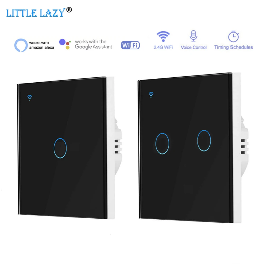 

2 шт./партия ЕС интеллектуальный переключатель Wi-Fi одной огонь/нейтральный комментарий или огнеупорное стекло сенсорный настенный светильн...