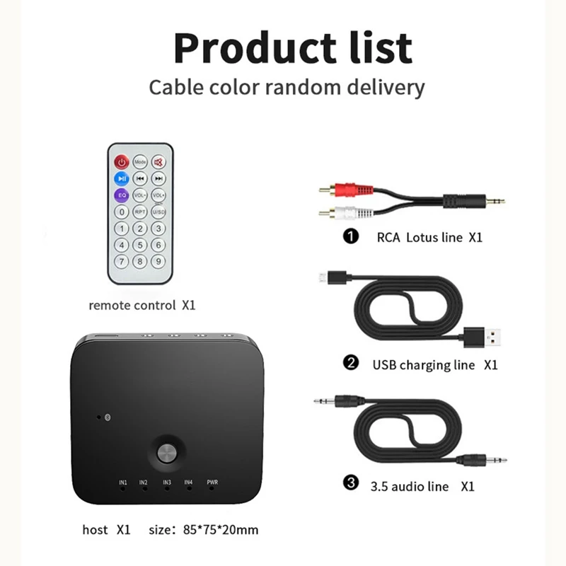 

HIFI 3 Input 1 Output 3.5mm Stereo Audio Signal Switch Headphone Switcher Bluetooth5.0 Receiver Speaker Share Converter