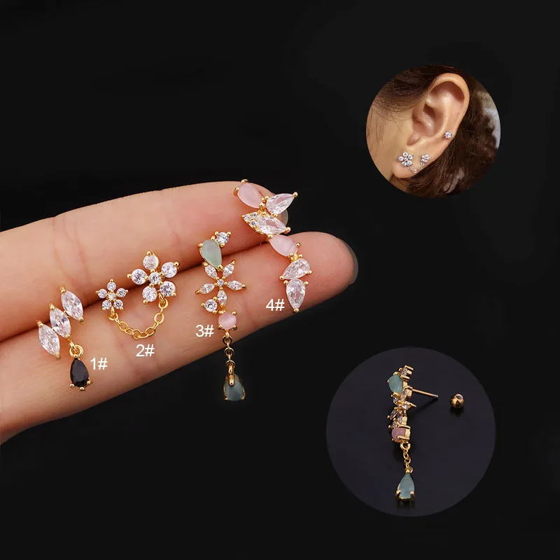 

1Piece Korean Piercing Stud Earrings for Women 2021 Trend Jewelry Diameter 0.8mm Color Water Drop Romantic Earrings Gift to girl