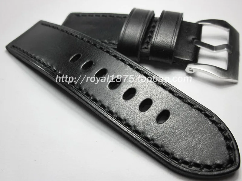 

New Handmade Watch band Genuine Leather Black Strap 26mm Cowhide Strap Custom Cowhide Bracelet Retro Wristband watch accessories