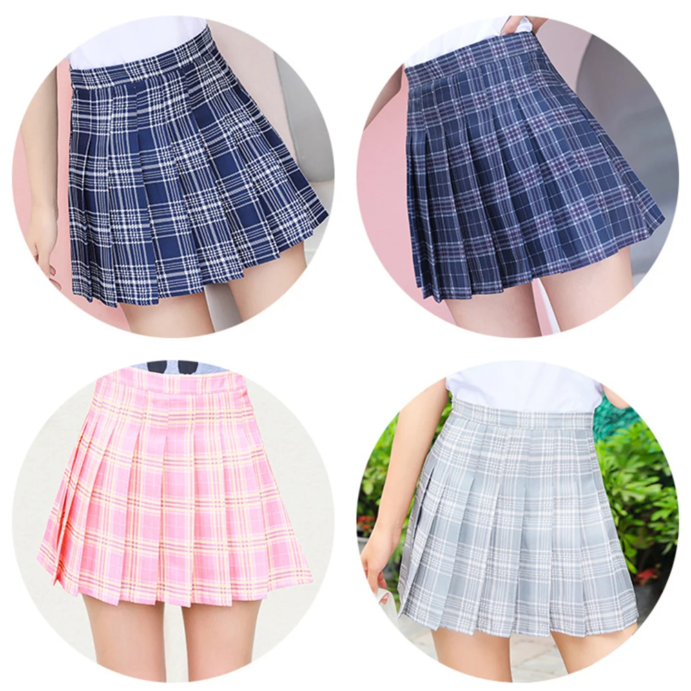 XS-XL Women Skirt Preppy Style High Waist Chic Stitching Skirts Summer Student Pleated Skirt Women Cute Sweet Girls Dance Skirt
