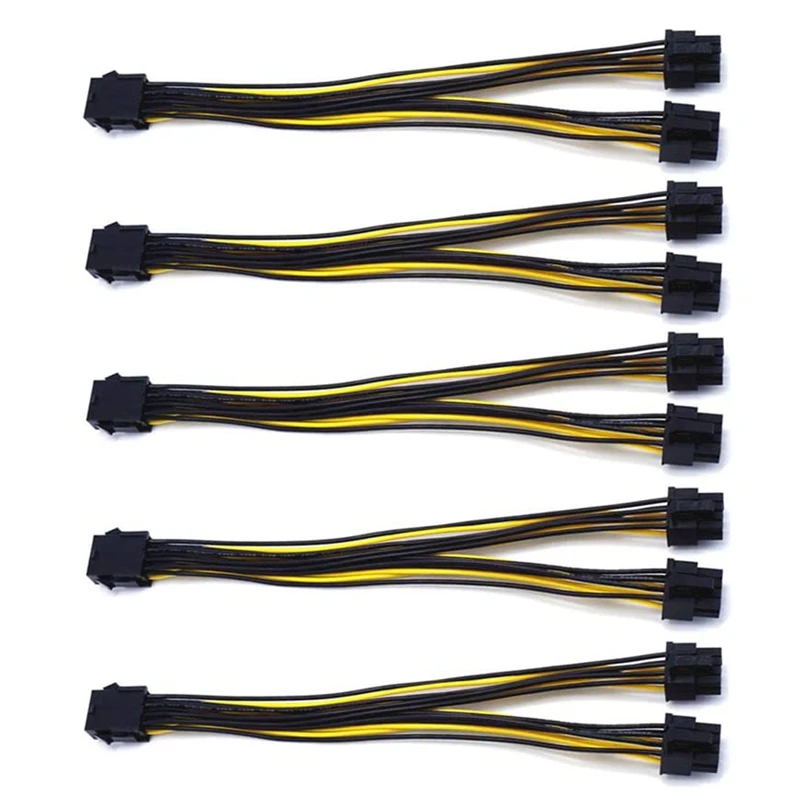 

5-Pack PCI-E 8Pin to 2X 8 Pin (6+2) Power Splitter Cable for PCIE PCI Express Image Card Y - Splitter Extension Cable